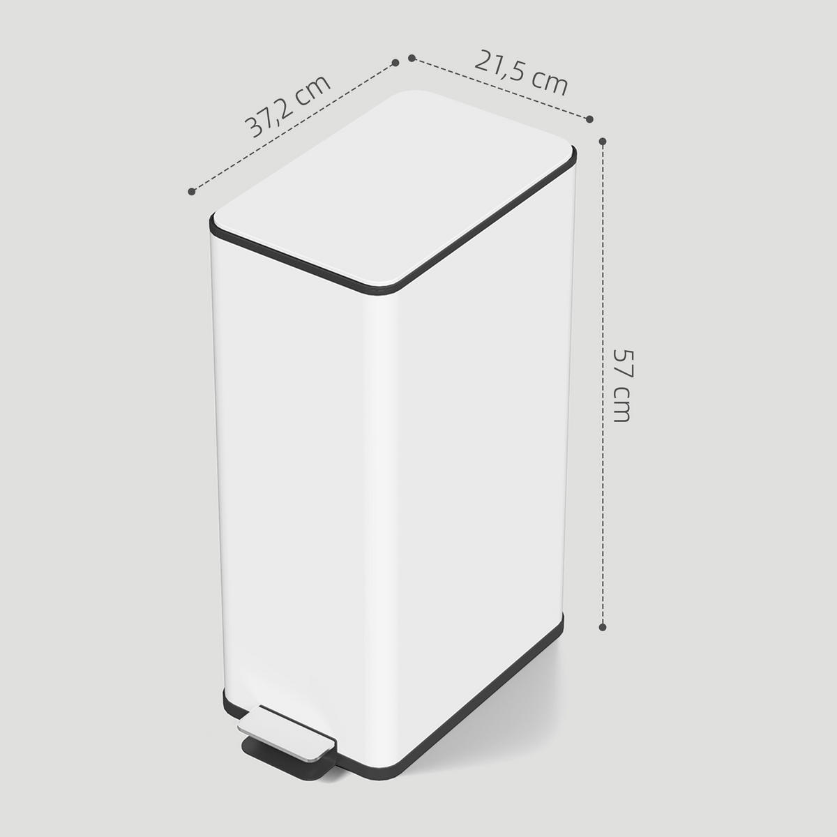 MÜLLEIMER Edelstahl Kunststoff Weiß - Weiß, Metall (37.2/57/21.5cm) - HOMCOM