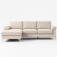 ECKSOFA galway beige 5-sitzer samt - Beige, Holz (262/132cm) - Concept Usine