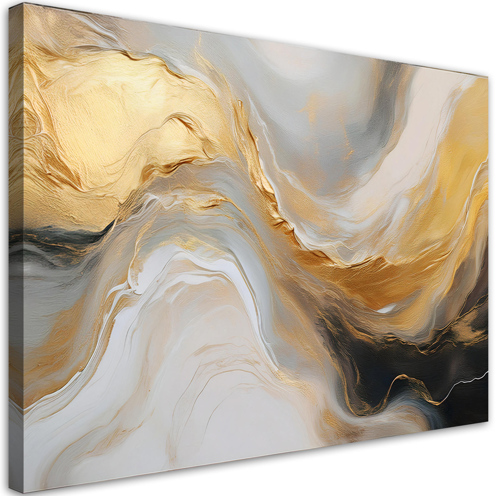 WANDBILD abstrakte marmorstruktur goldgrau - Goldfarben, Textil (60/40cm) - Feeby