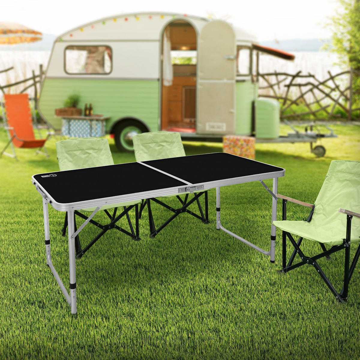 CAMPINGTISCH - Schwarz, Metall (120/60/70cm) - ECD-Germany