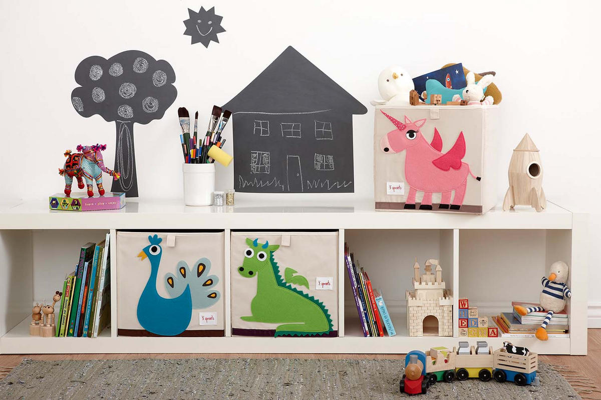 AUFBEWAHRUNGSBOX Drache 33x33x33cm - Naturfarben, Textil (33/33cm) - 3Sprouts