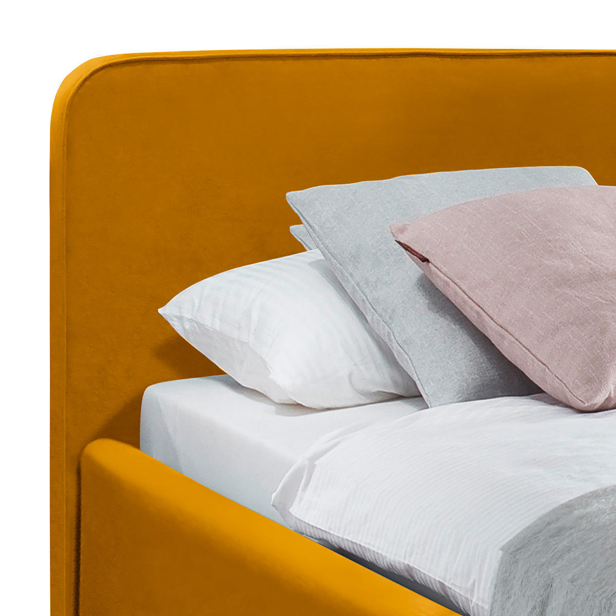POLSTERBETT - Gelb, Textil (180/200cm) - home24