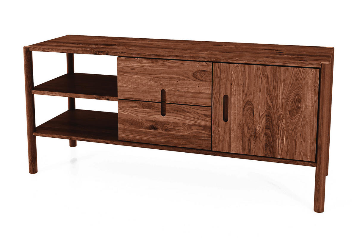 KOMMODE INA Wildeiche - Dunkelbraun, Holz (142/64/46cm) - byoak