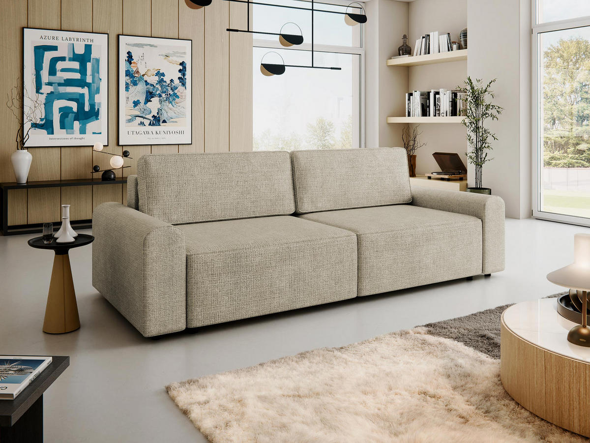 SCHLAFSOFA Bella - Beige/Schwarz, Holz/Kunststoff (240/85/95cm) - MIRJAN24
