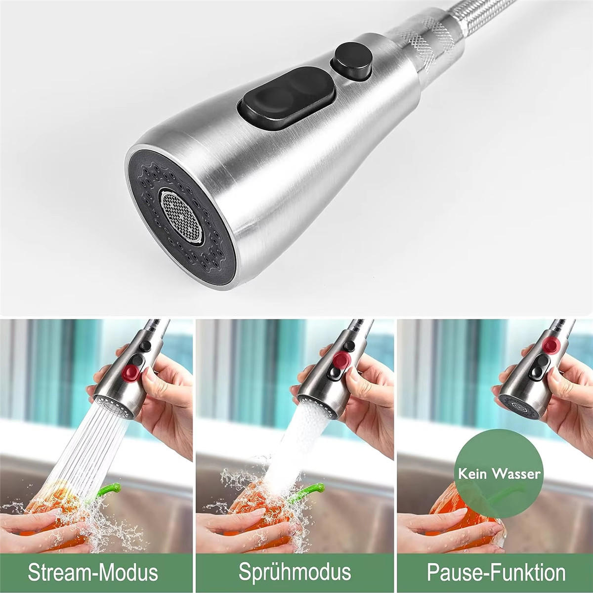 KÜCHENARMATUR ausziehbar Edelstahl Einhebel 360° - Silberfarben, Metall (25.5/40/3.5cm) - Kaket