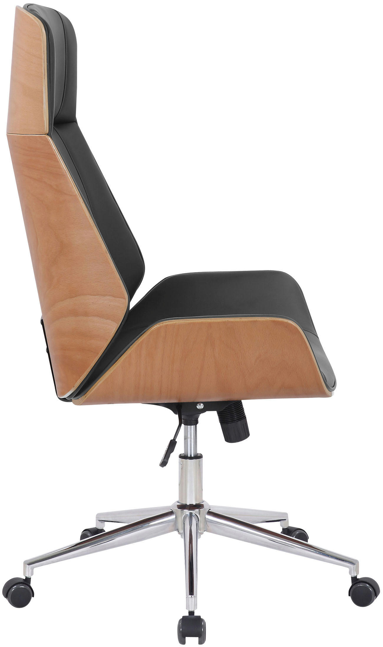 Thumbnail - CLP Drehstuhl, Schwarz, Eukalyptusholz, Textil, 58x110x66 cm, Arbeitszimmer, Bürostühle, Drehstühle