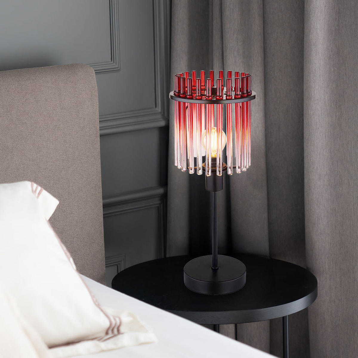 TISCHLEUCHTE Metall Glas Rot - Rot, Glas (15/15/37.5cm) - Globo Lighting