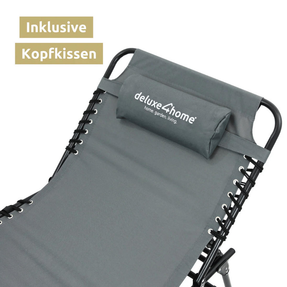 SONNENLIEGE klappbar wetterfest LUNA Mit Kopfkissen Anthrazit - Anthrazit, Metall (69/30/190cm) - DELUKE