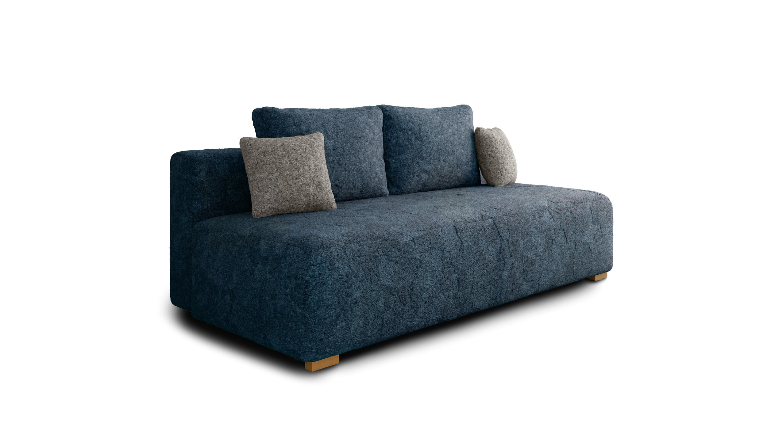 SCHLAFSOFA - Polstersofa aus Bouclé - Dunkelblau (Arena 22 + Arena 17 Kissen) - Hellgrau/Dunkelblau, Holzwerkstoff (200/90/100cm) - Möblo