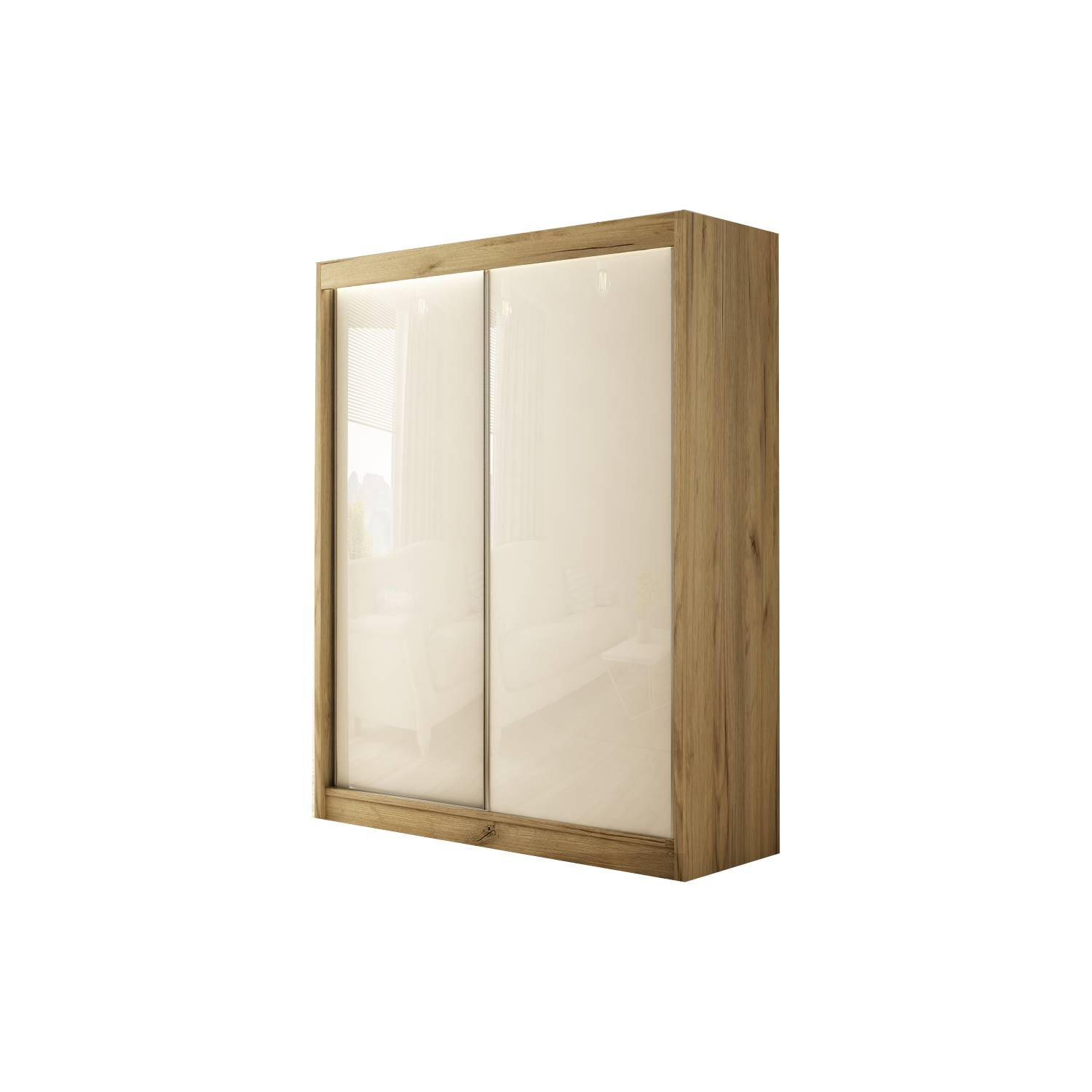 Meblini Schiebetürenschrank Sonoma Eiche, Weiß 150x215x61 cm