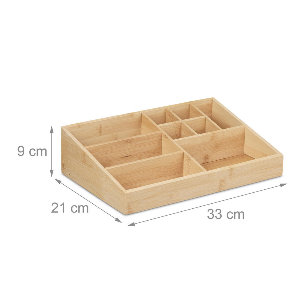 Thumbnail - Relaxdays Schreibtisch-Organizer, Hellbraun, Holz, Holzwerkstoff, 33x9x21 cm, Arbeitszimmer, Schreibtische
