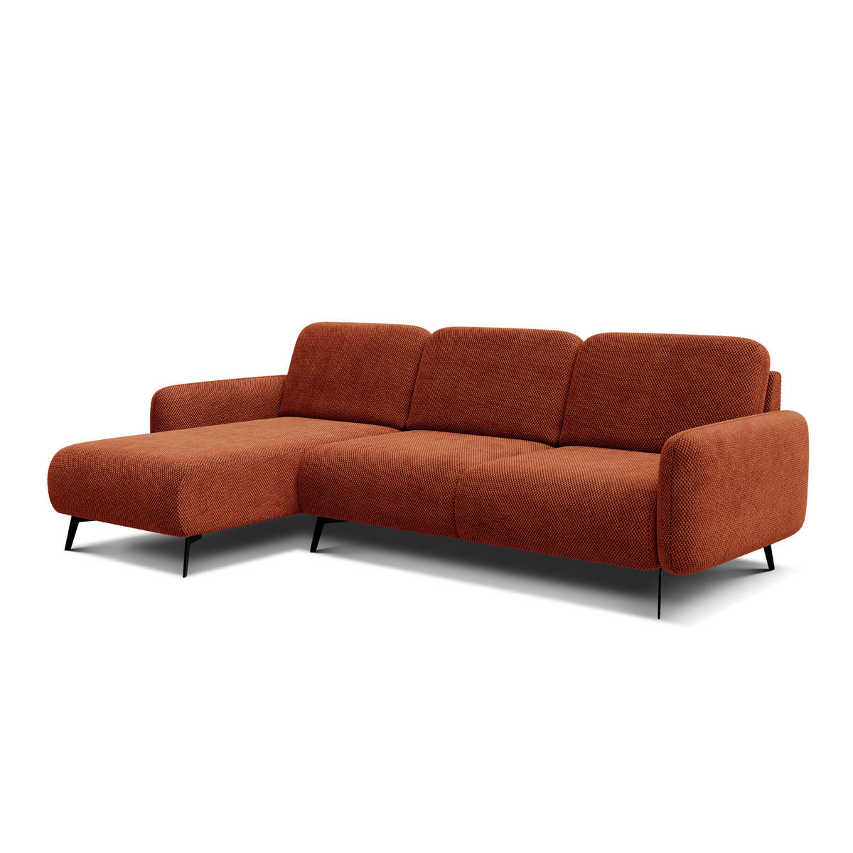 ECKSOFA FEBE 4-Sitzer links, dunkelorange - Dunkelorange/Schwarz, Holz/Textil (264/157cm) - Courtois Laville