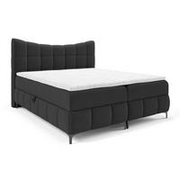 BOXSPRINGBETT 200x200 Almera, Chenille, Bettkasten, Matratze, Schwarz - Schwarz, Holz/Textil (200/200cm) - Emporius