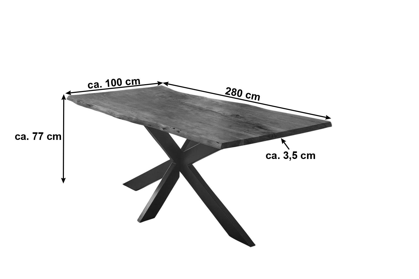ESSTISCH TABEA - Schwarz/Braun, Holz/Metall (100/280/77cm) - SAM