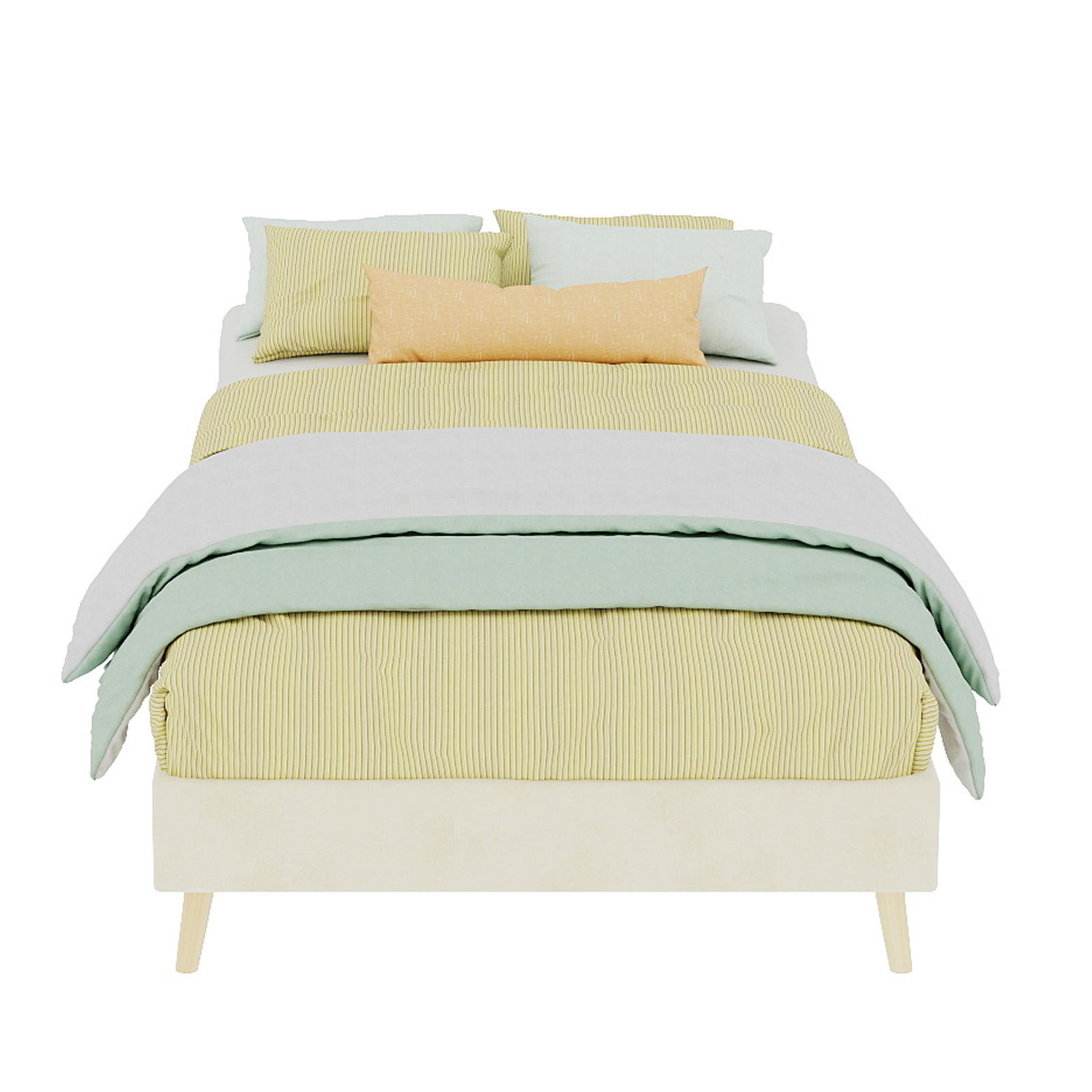 POSTEĽNÝ rám 90/200 cm béžový s pevnou nosnou konštrukciou z látky a kovu - béžová, textil (90/200cm) - OKWISH
