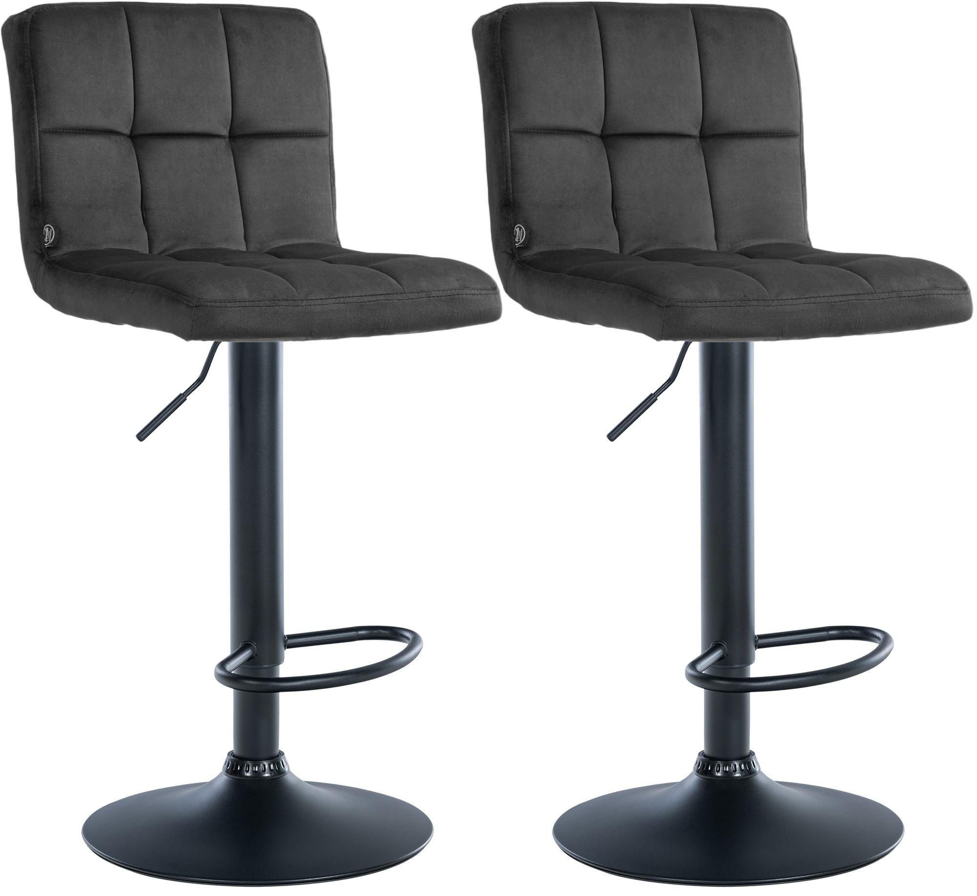 BARHOCKER 2er Set Samt dunkelgrau - Dunkelgrau/Schwarz, Textil/Metall (46/94/47cm) - CLP