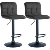 BARHOCKER 2er Set Samt dunkelgrau - Dunkelgrau/Schwarz, Textil/Metall (46/94/47cm) - CLP