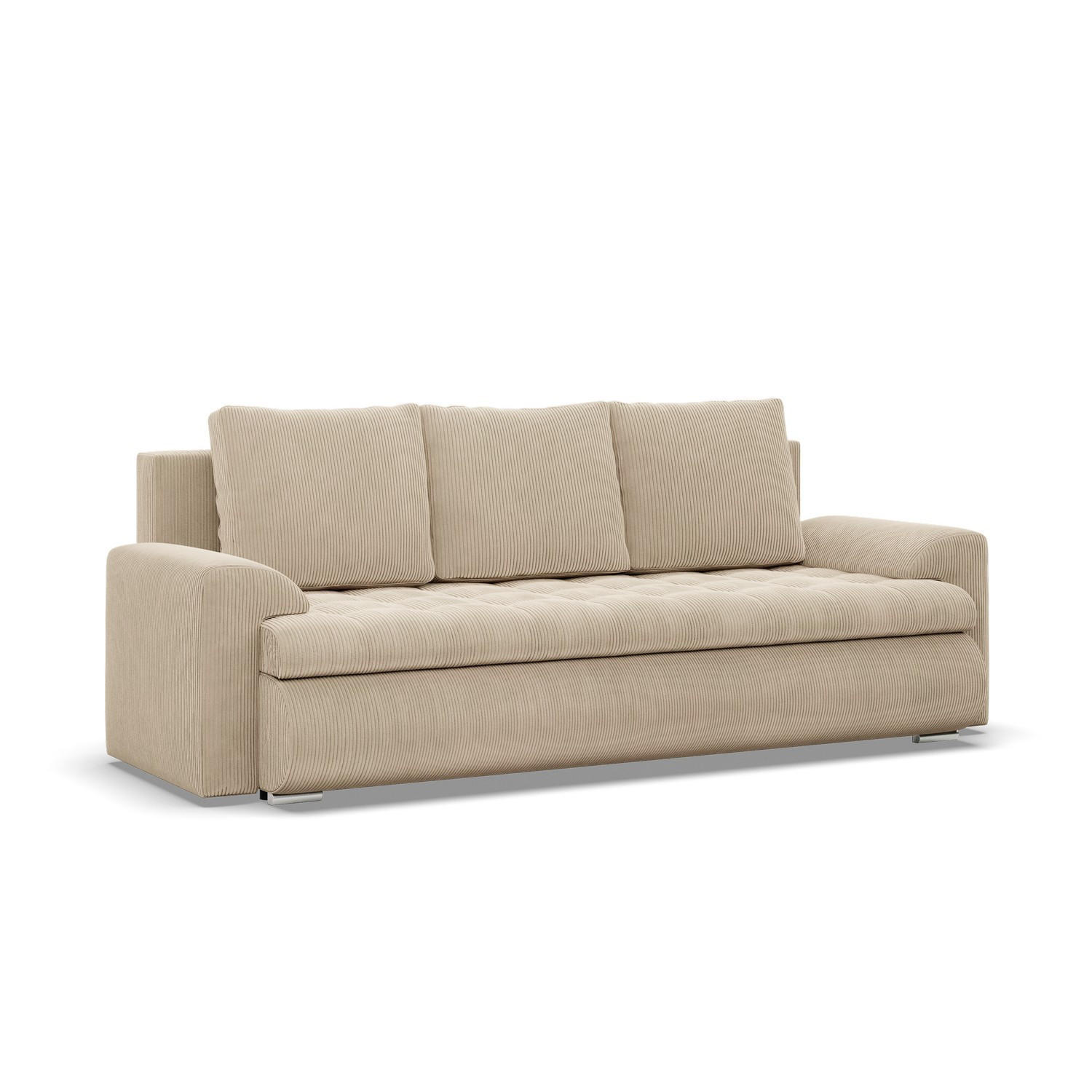 SOFA 3-SITZER MIT SCHLAFFUNKTION FORESTA, Cord - Beige - Beige, Textil (222/92/96cm)