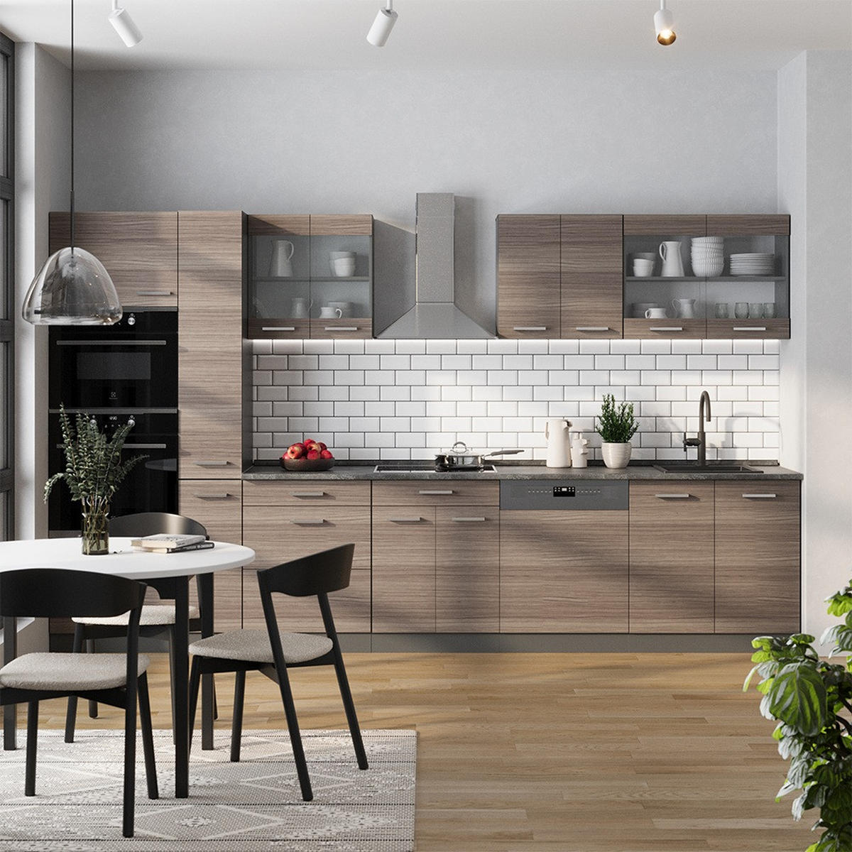 KOMPLETNÍ KUCHYNĚ R-Line Ušlechtilá šedá/antracitová - šedá/antracitová, kompozitní dřevo (350/81.6/60cm) - Vicco