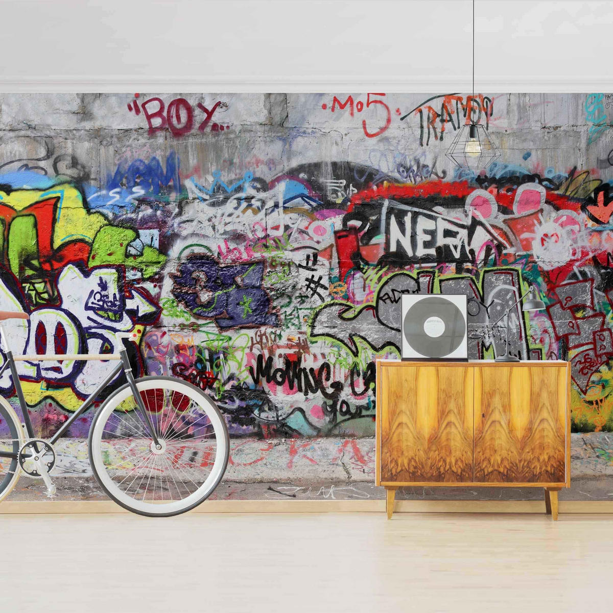 FOTOTAPETE Graffiti 288/190 cm - Blau, Papier (288/190cm) - Bilderwelten