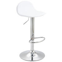 BARHOCKER Lederlook weiß - Chromfarben/Walnussfarben, Textil/Metall (39/73/41cm) - CLP