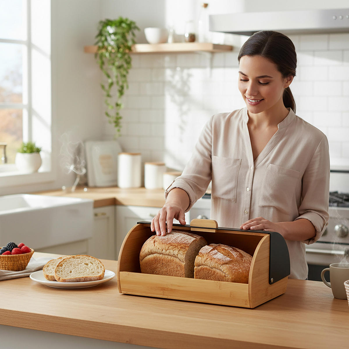 BROTKASTEN - Multicolor, Holz/Metall (37.5/19/26.5cm) - Relaxdays