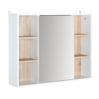 SPIEGELSCHRANK mit 3 Seitenablagen und verstellbarem Innenboden, 60 x 14,5 x 49,4 cm - Weiß, Glas (60/49.4/14.5cm) - Vallsero