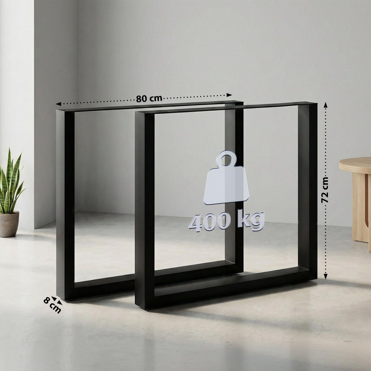 TISCHBEIN 2er Set Metall Schwarz - Schwarz, Metall (80/72/8cm) - CLP