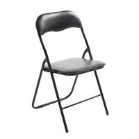 BESUCHERSTUHL Lederlook schwarz/schwarz - Schwarz, Textil/Metall (45/78/45cm) - CLP