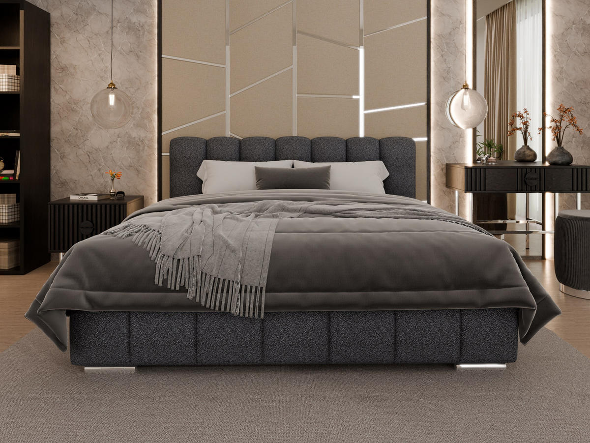POLSTERBETT Zaira 180x200cm – Elegantes Polsterbett für modernen Wohnstil , ohne matratze, Graphitfarben - Graphitfarben, Holz - Panda Möbel