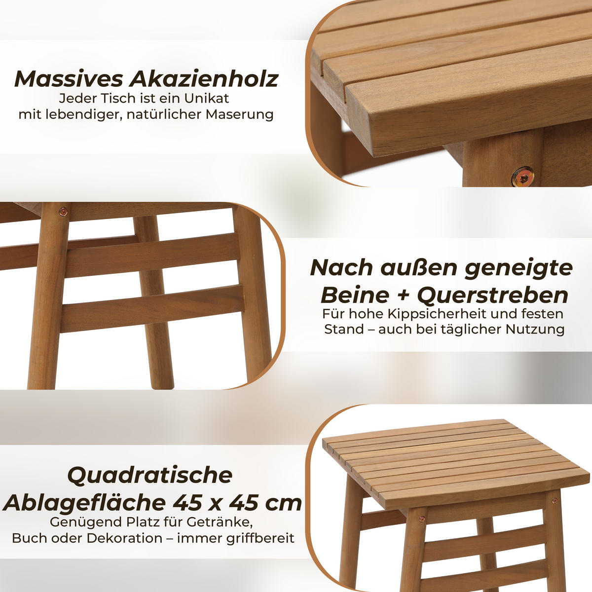BEISTELLTISCH Rund, 45 cm X H47 cm - Braun, Holz (45/45/47cm)