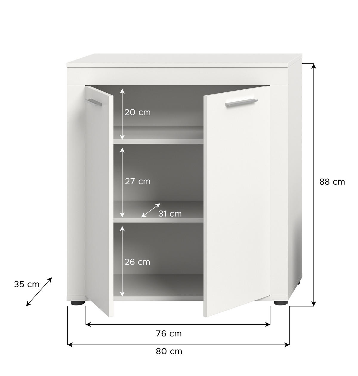 HIGHBOARD JAM (B/H/T: ca. 80/88/35 cm) in weiß/weiß - Weiß, Holzwerkstoff (80/88/35cm)