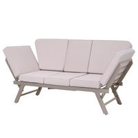 LOUNGESOFA - Stahl / Polyester - Anthrazit - Taupe, Holz/Metall (176/83/75cm) - home24