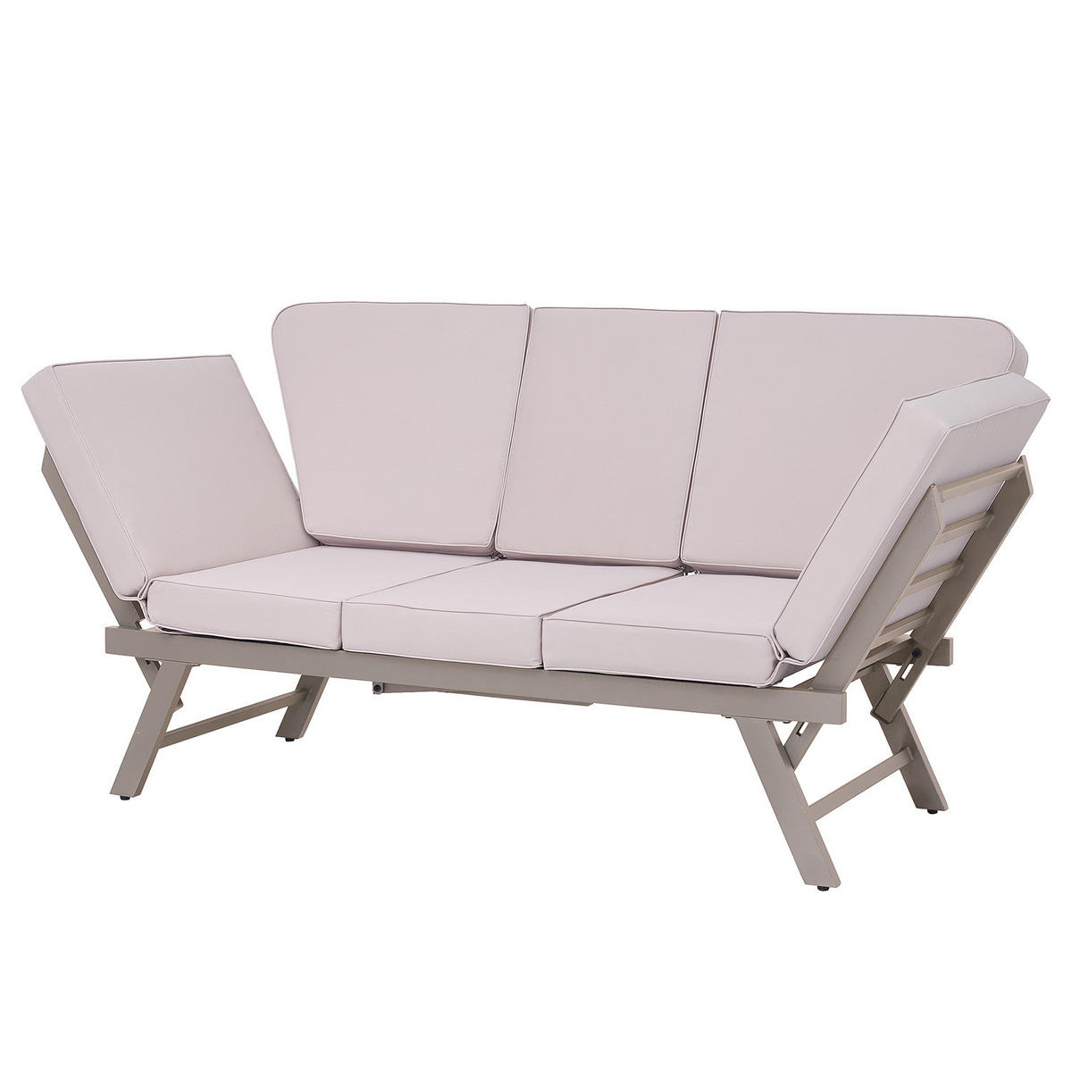 LOUNGESOFA - Stahl / Polyester - Anthrazit - Taupe, Holz/Metall (176/83/75cm) - home24