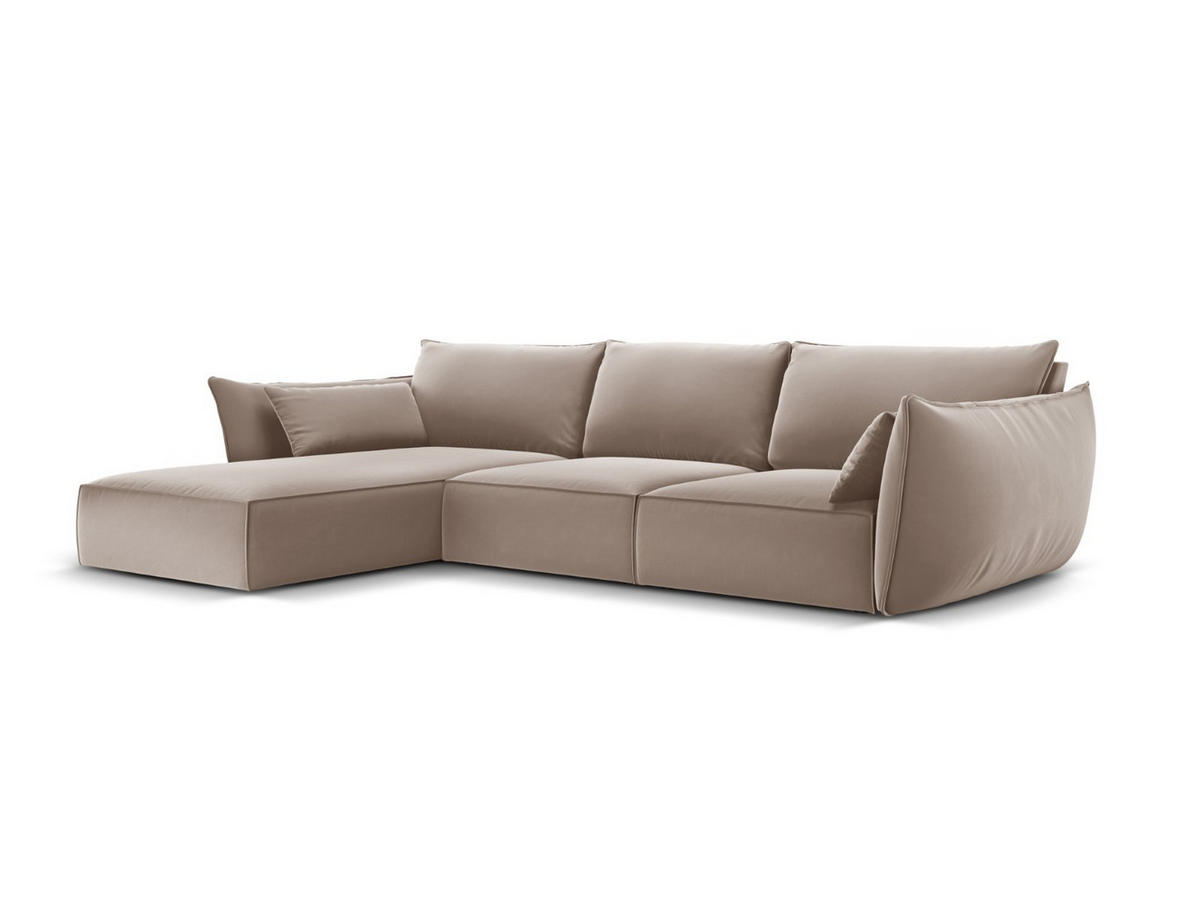ECKSOFA links Kaelle aus Samt cappuccino 4 Sitzplätze - Cappuccino, Textil (171/308cm) - Micadoni