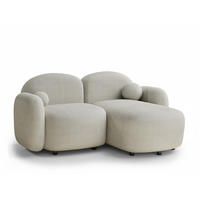 ECKSOFA Bahama Creme Samtstoff - Hellgrau/Schwarz, Holz/Holzwerkstoff (190/146cm) - Maison de Reve