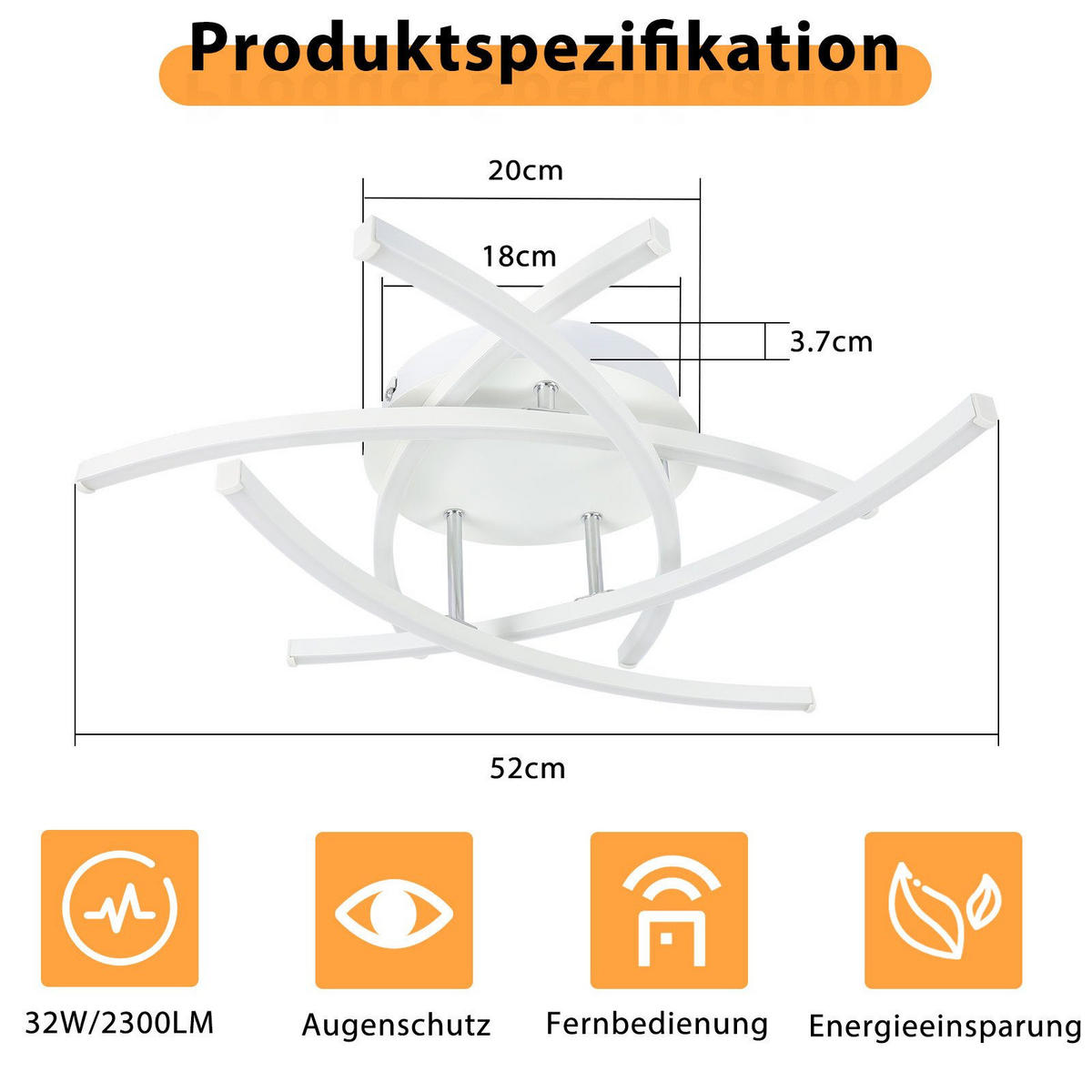 LED-DECKENLEUCHTE Mack 52/52/13cm - Weiß, Metall (52/52/13cm) - Nettlife