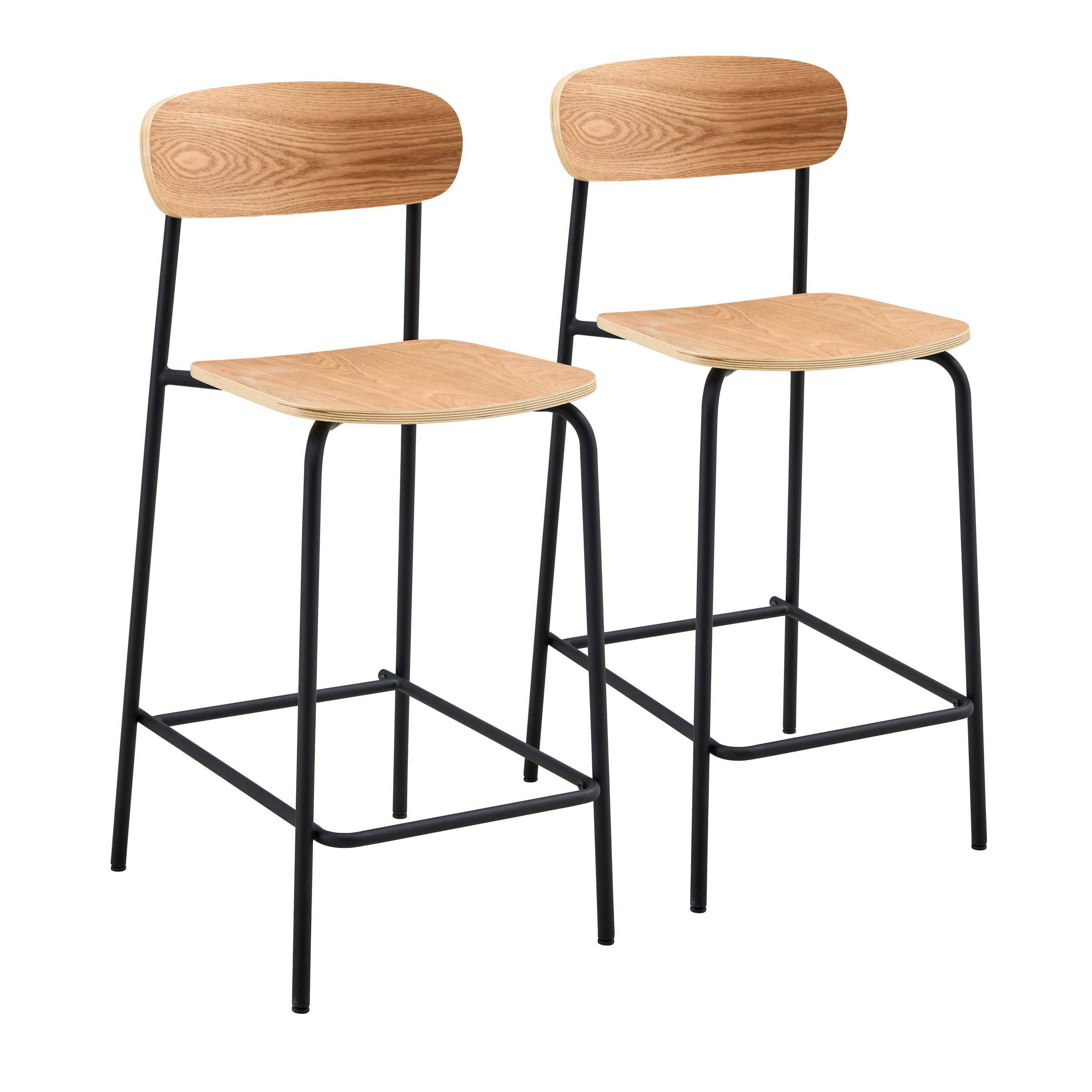 BARHOCKER 2-tlg., Schwarz - Schwarz, Metall (42/96/50cm) - Oviala
