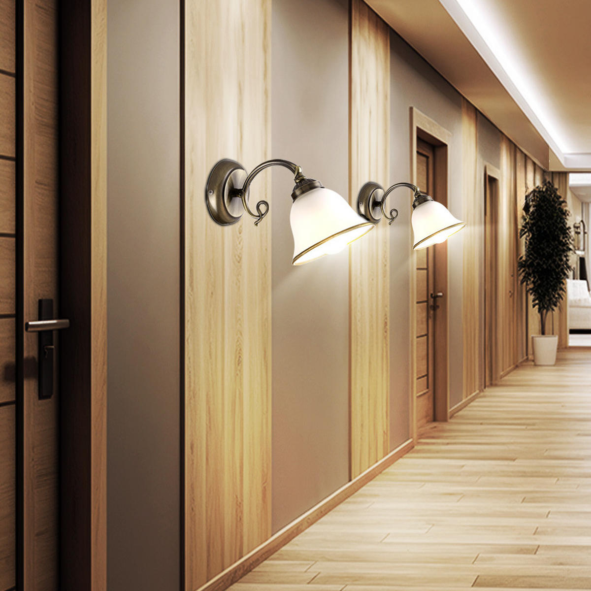 LED WANDLEUCHTE Odin Messing satiniert - Messingfarben, Glas (16/18/30cm) - Globo Lighting