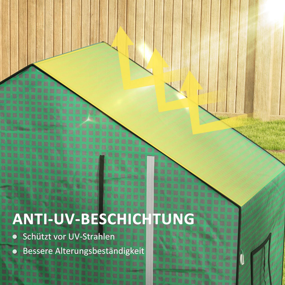 ERSATZFOLIE PE-Folie Ersatzabdeckung mit UV-Schutz, Rolltür, Seitenfenster, Grün - Grün, Kunststoff (73/190/140cm) - Outsunny