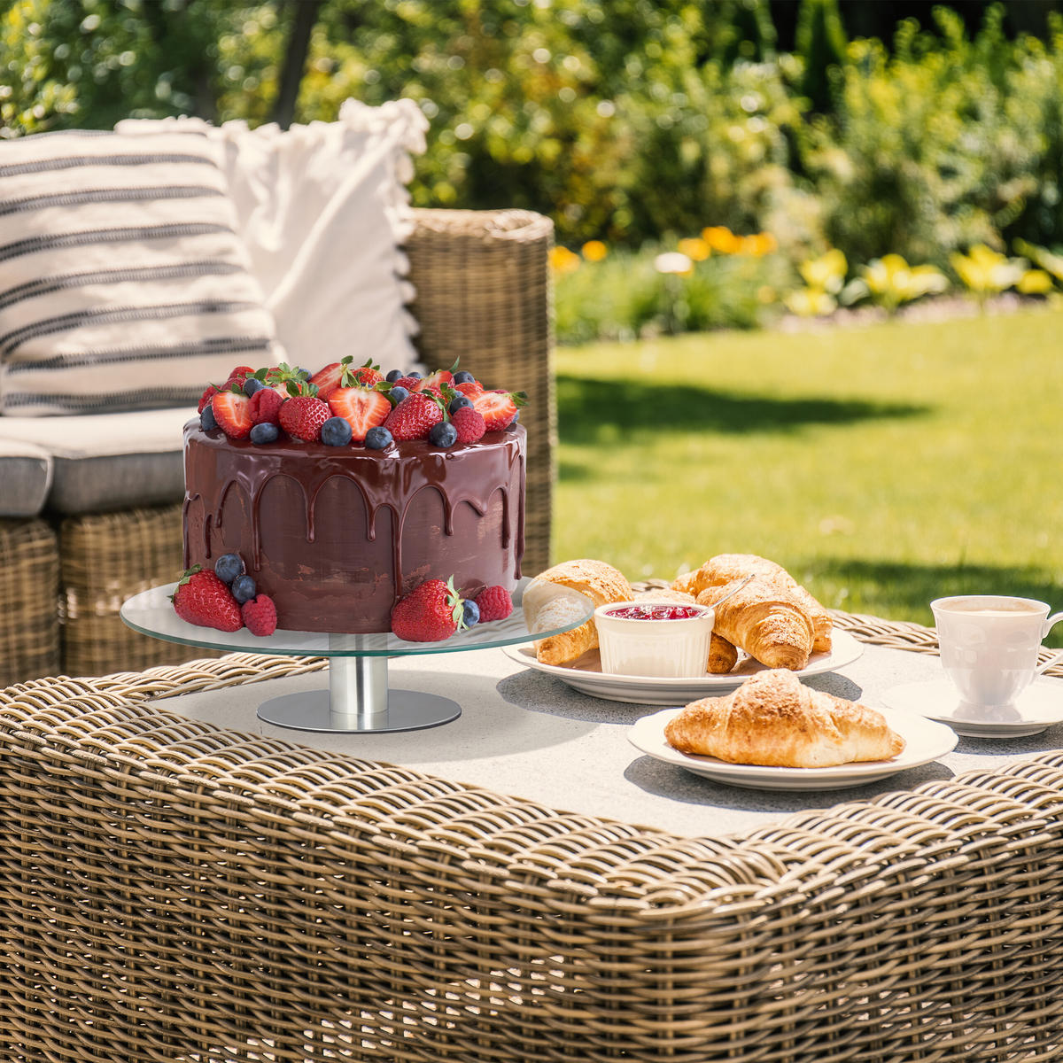 TORTENPLATTE - Transparent, Glas/Metall (30/7/30cm) - Relaxdays