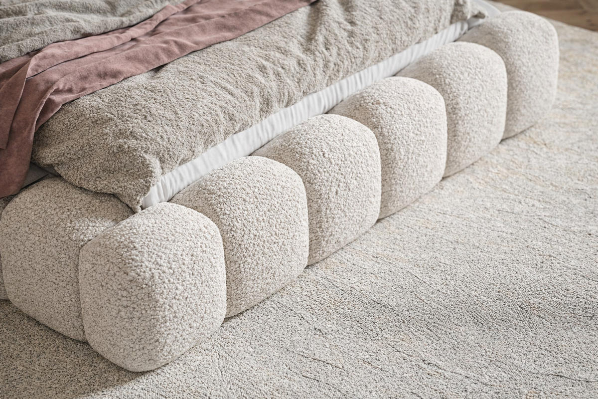 POLSTERBETT 160x200 Madeno mit Bettkasten, Boucle, Creme - Creme, Holz/Textil (160/200cm) - Emporius