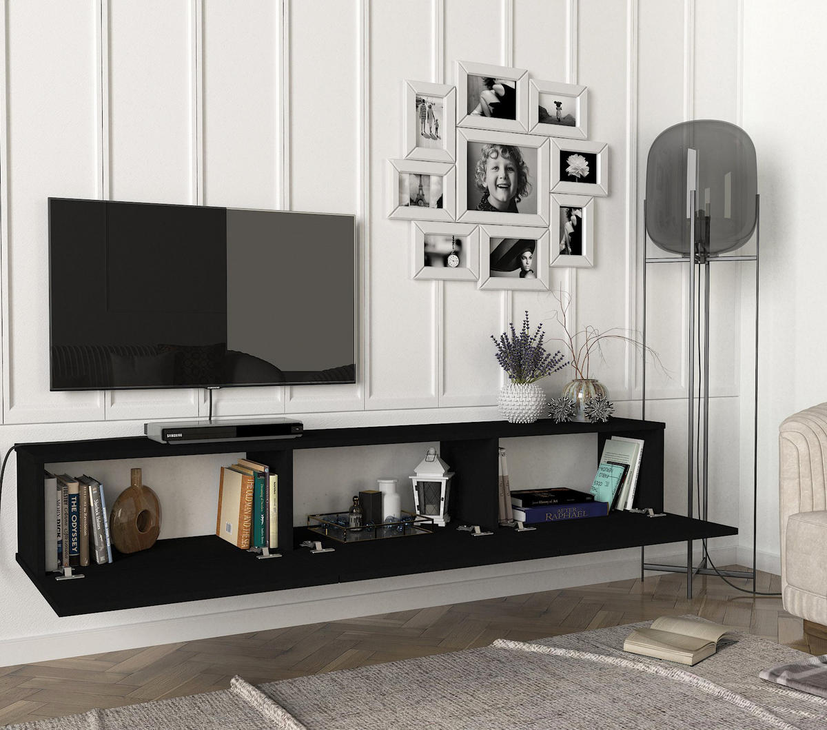 TV-LOWBOARD Hängend Damla Schwarz - Schwarz, Holzwerkstoff (180/29.5/29.5cm) - moebel17