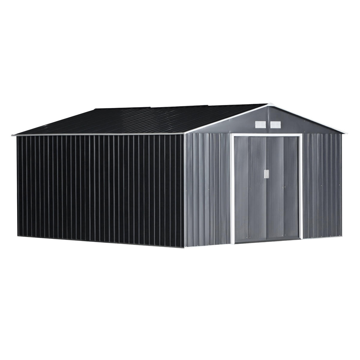 GERÄTEHAUS, Stahl, Kohlegrau - Grau, Metall (386/200/340cm) - Outsunny