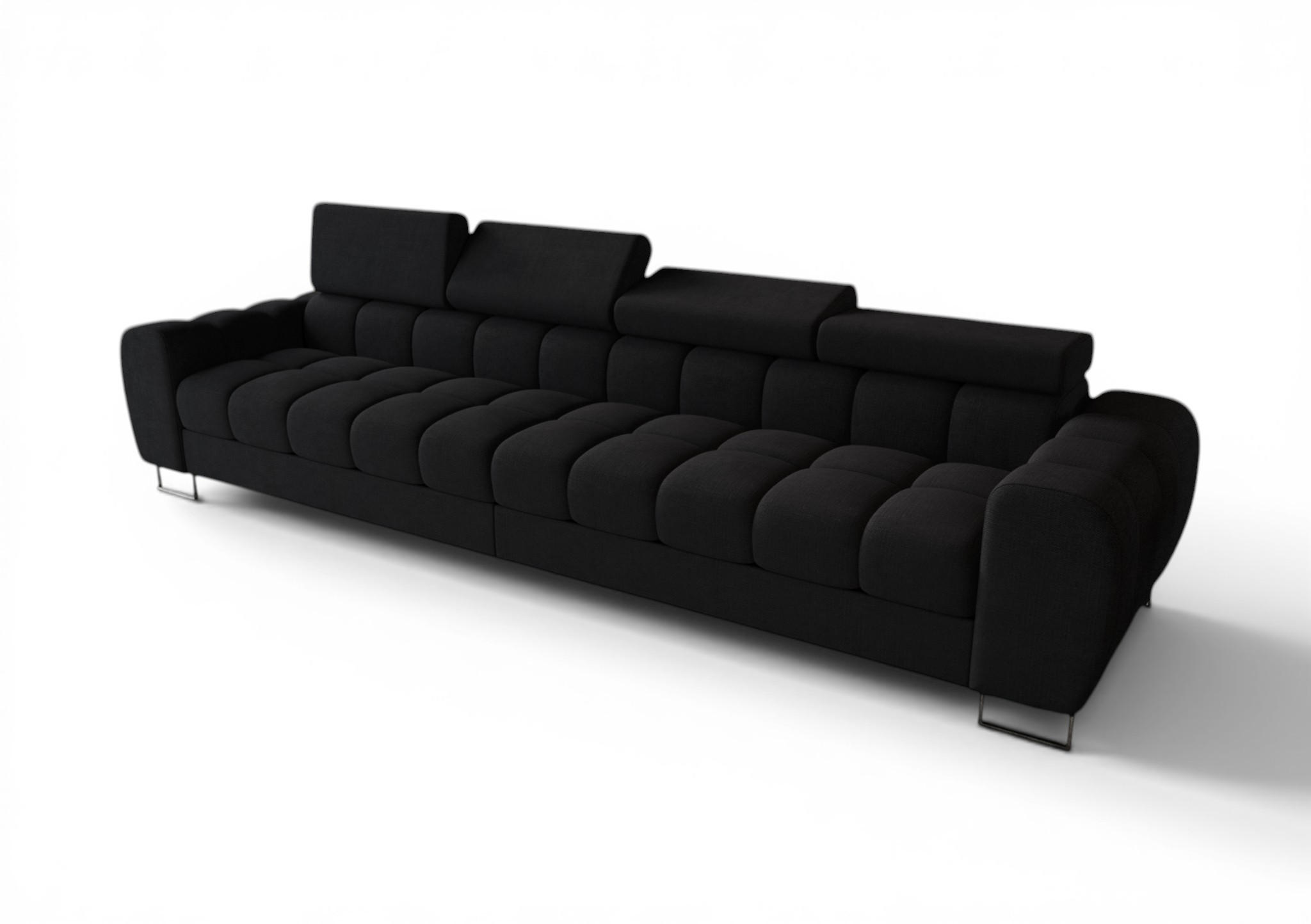 SOFA 4-sitzer Bastien In Stoff Moly - Schwarz, Holzwerkstoff/Textil (335/95/97cm) - Fun Möbel