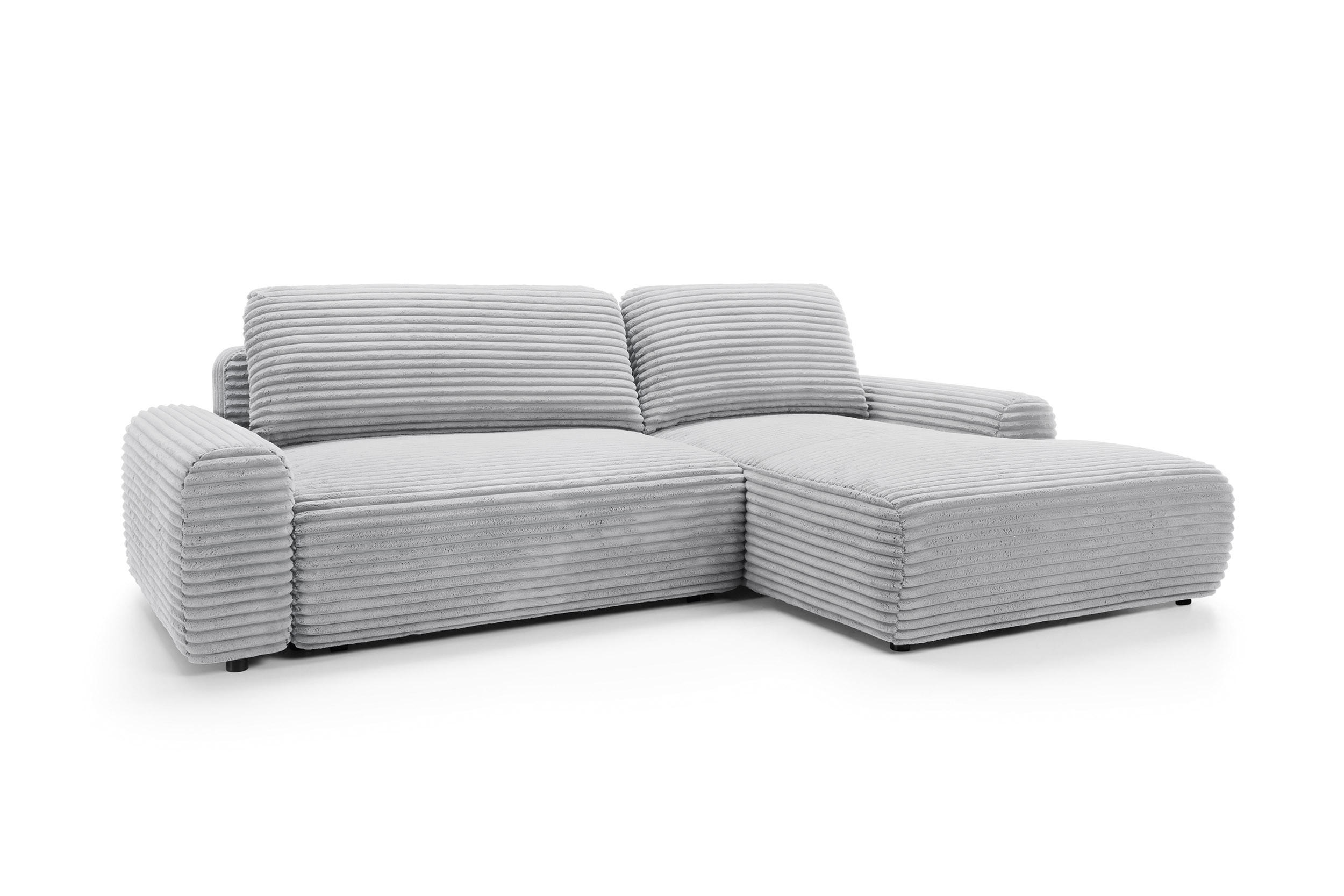 ECKSOFA Cordina Grau, mit Schlaffunktion und Bettzeugbehälter, rechte seite - Grau, Holzwerkstoff (264/162cm) - Bettso