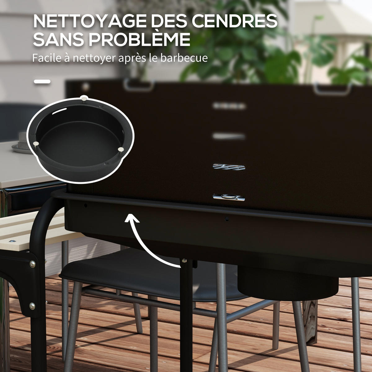 HOLZKOHLEGRILL DE-18260 Schwarz - Schwarz, Metall (47/95/103cm) - ComfortXL