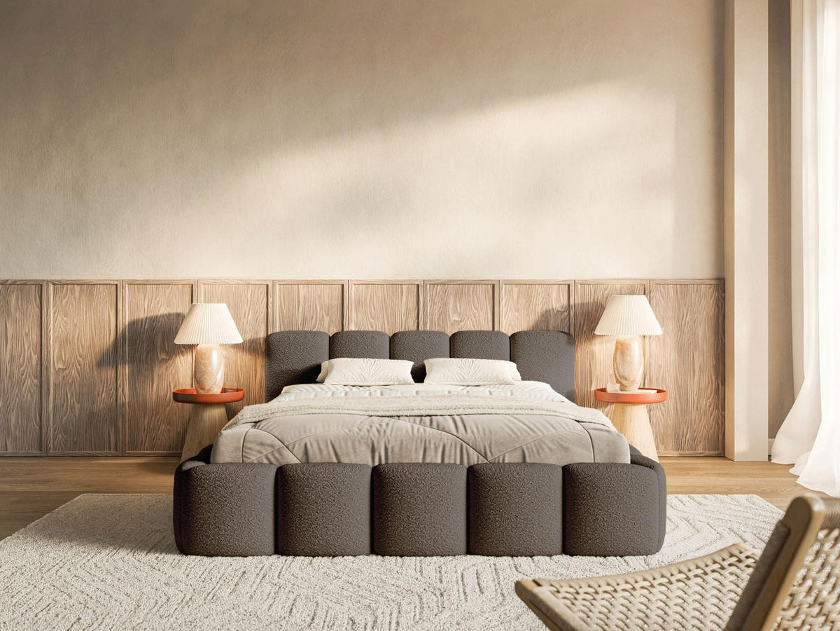 POLSTERBETT Cloudy Low Braun Bouclébezug 180x200 - Braun, Textil (180/200cm) - Selsey