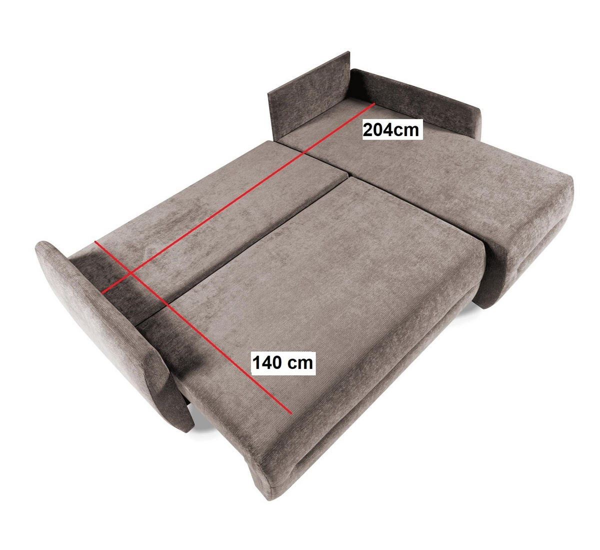ECKSOFA mit Schlaffunktion KATANIA - Chenille-Stoff Dunkelgrau - Inkl. Bettkasten - Graphitfarben, Textil (225/153cm) - Bettso