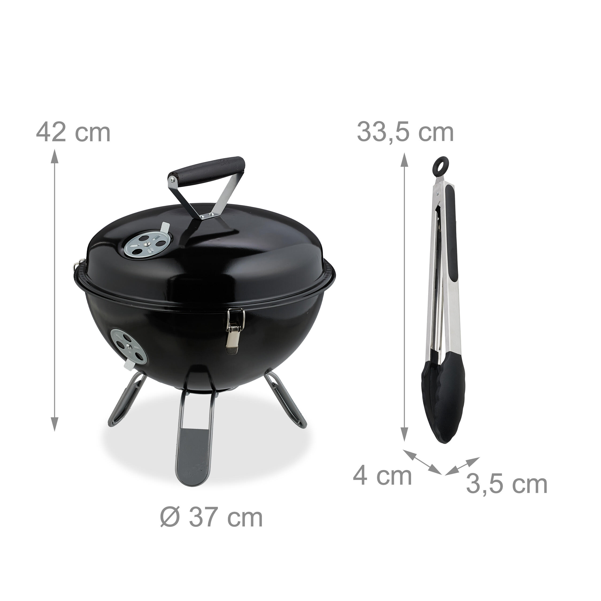 Thumbnail - Relaxdays Kugelgrill, Mehrfarbig, Metall, Textil, Rund, 42 cm, Grills & Outdoor-Küchen, Holzkohlegrills